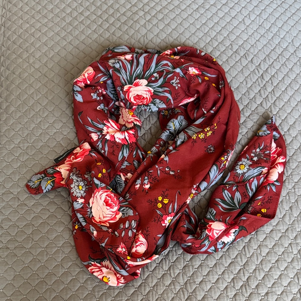 Anthropologie Burgundy Floral Scarf - Picture 3 of 4